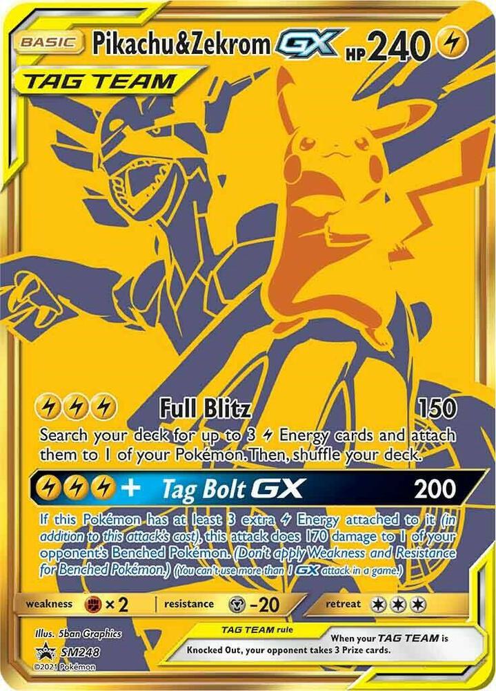 Gold Pikachu&Zekrom GX(NM)-Sun/Moon Promo