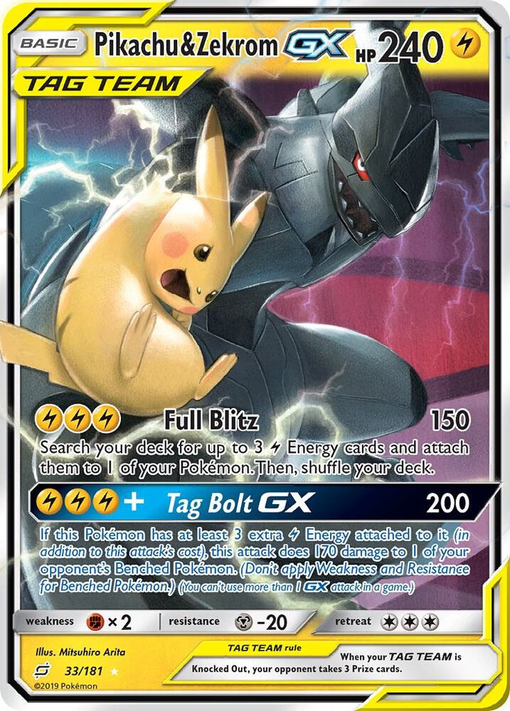 Pikachu&Zekrom GX(NM)-Sun/Moon Team Up